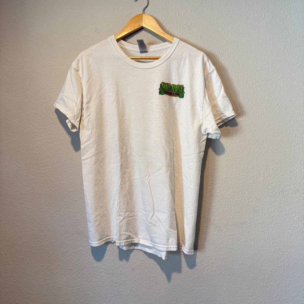 Gildan Naked Turtle Lake Havasu Bar & Grill Graphic T-Shirt White Mens Large